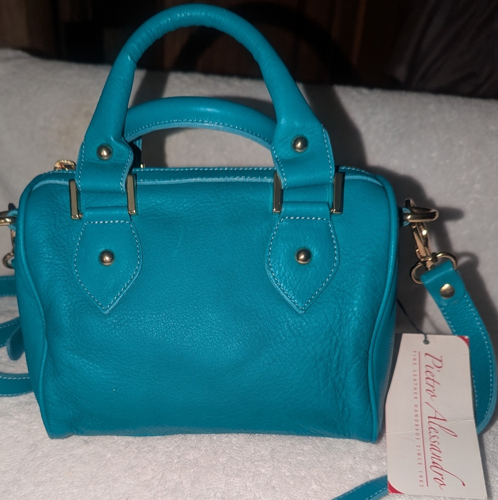 Pietro Alessandro Turquoise Leather Handbag